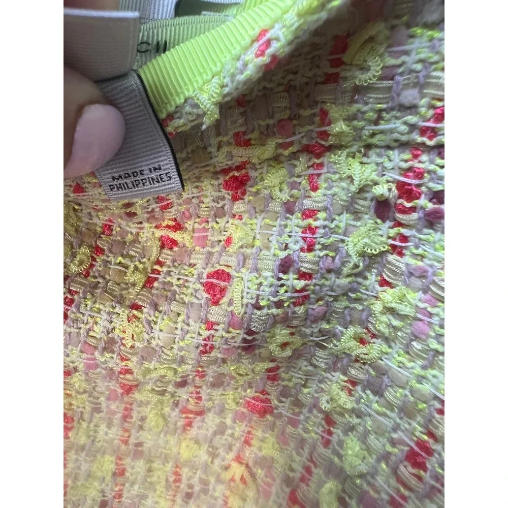 J. Crew Tweed Pencil Skirt Yellow Textured Knee Length Back Vent Lined Size 6